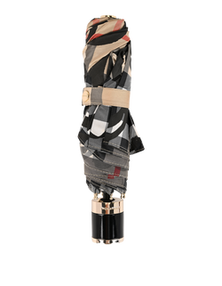 Burberry Check & Graphic Folding Umbrella, Poly, Beige, 3*